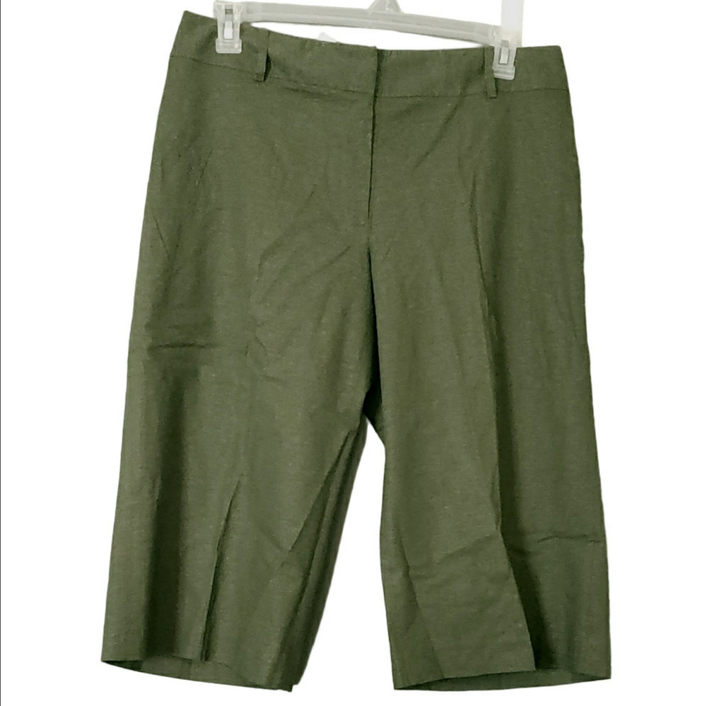 Lane Bryant Linen Blend Wide Leg Capris Olive Mossy Green Size 14 NWT